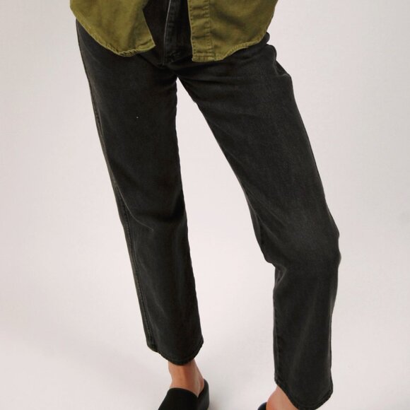 90s Black Wrangler Jeans (26) straight leg dark wash women vintage gray faded - Picture 4 of 9